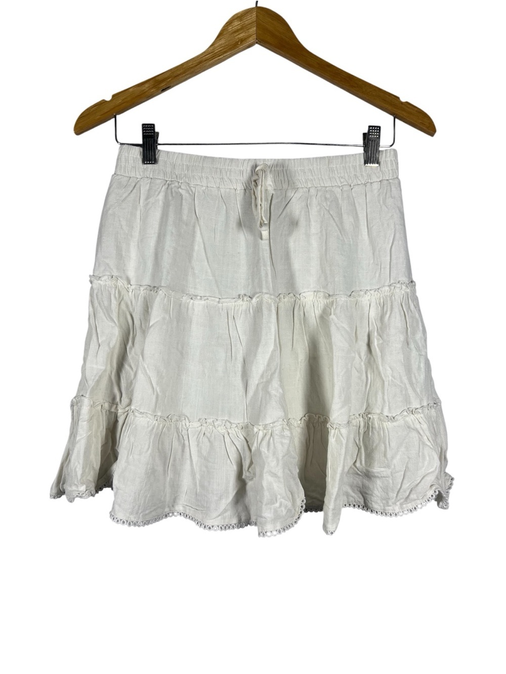 Hayden Tiered White Mini Skirt Medium